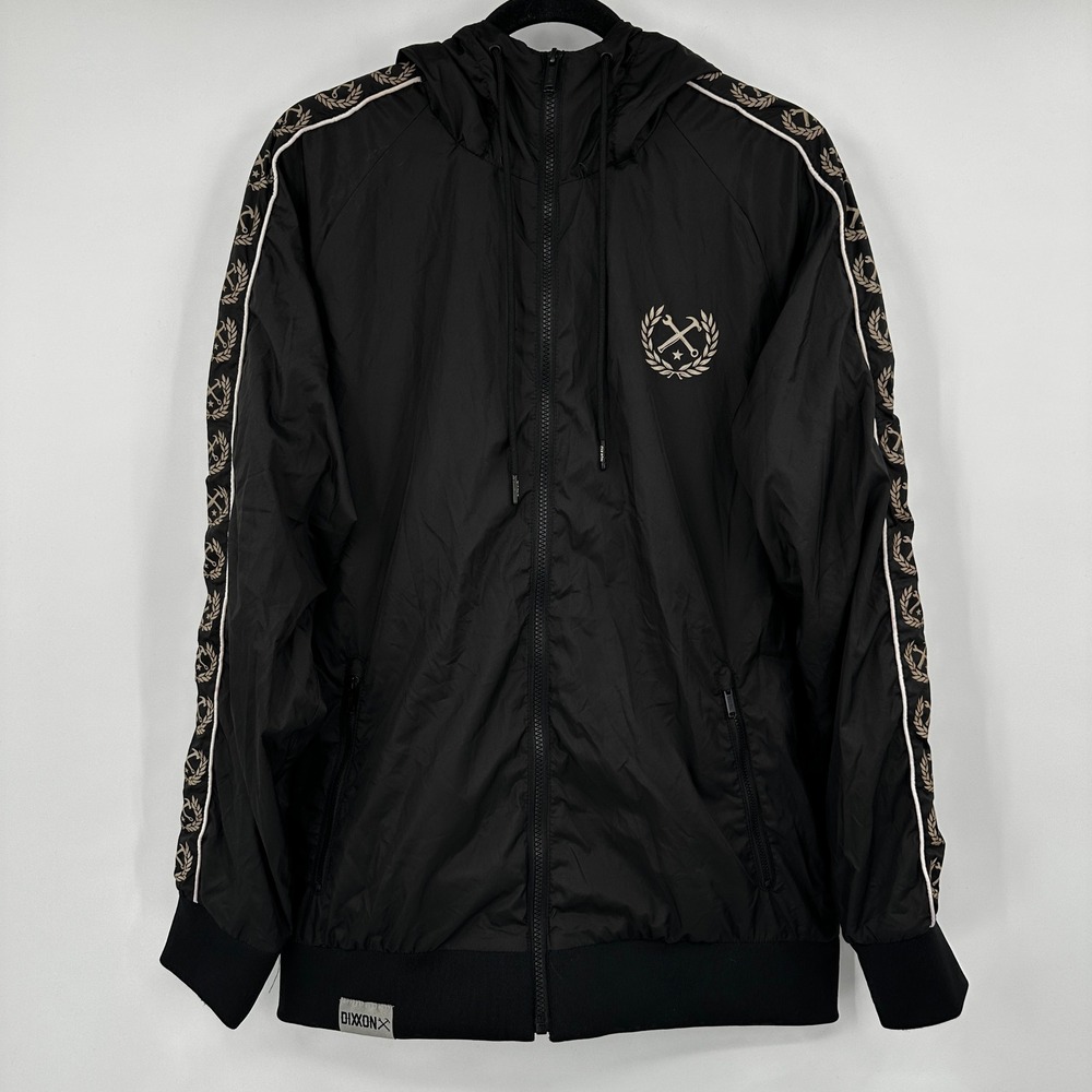 DIXON‎ FLANNEL COMPANY The Waterfront Mens Black Track Jacket Full Zip Logo M